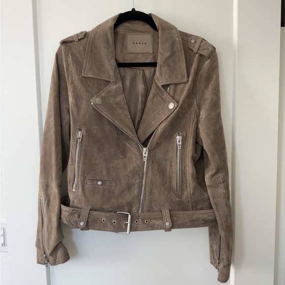 BLANKNYC Suede Moto Jacket Taupe Women’s Size L - Picture 4 of 6